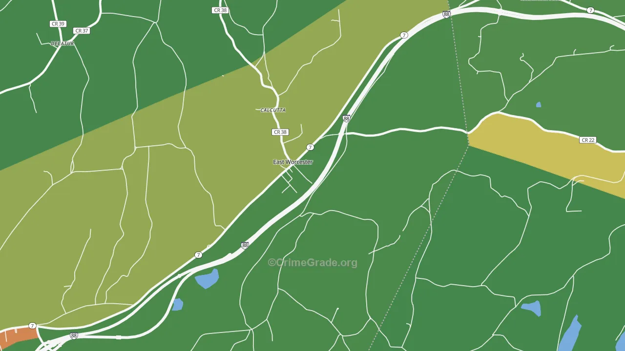 East Worcester, NY Map of Assault Rates