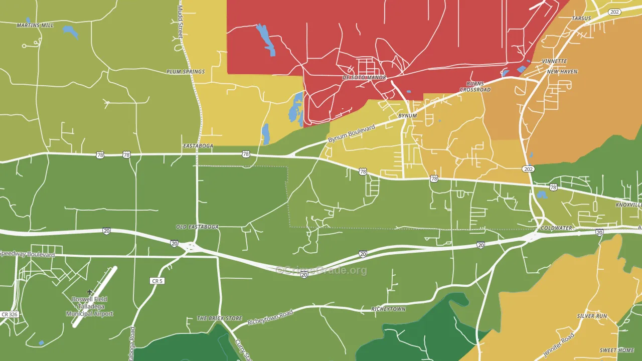 Eastaboga, AL Map of Assault Rates