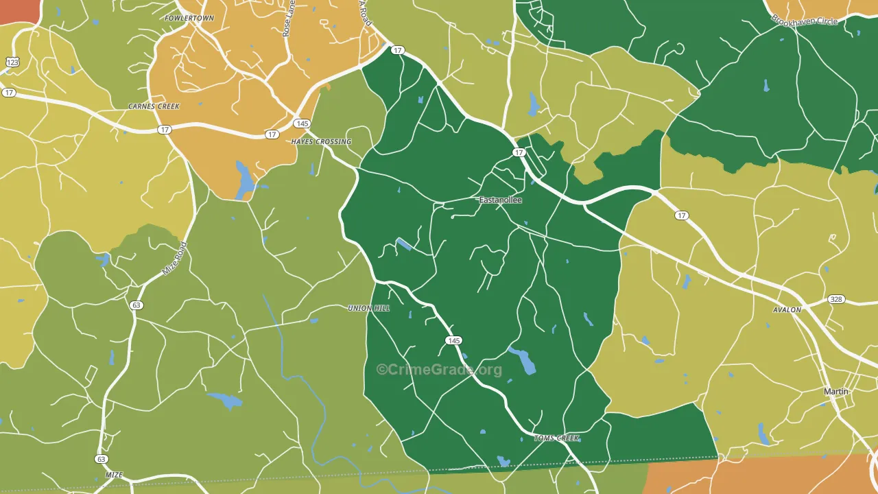 Eastanollee, GA Map of Assault Rates