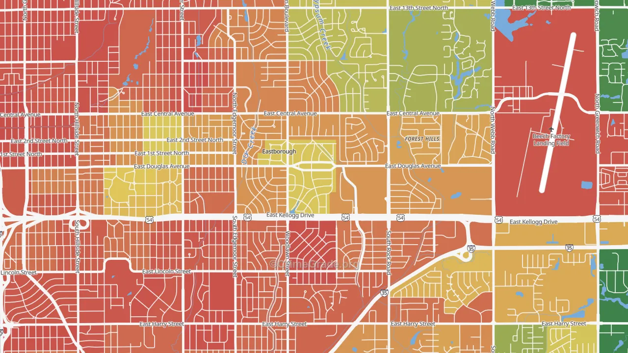 Eastborough, KS Map of Assault Rates