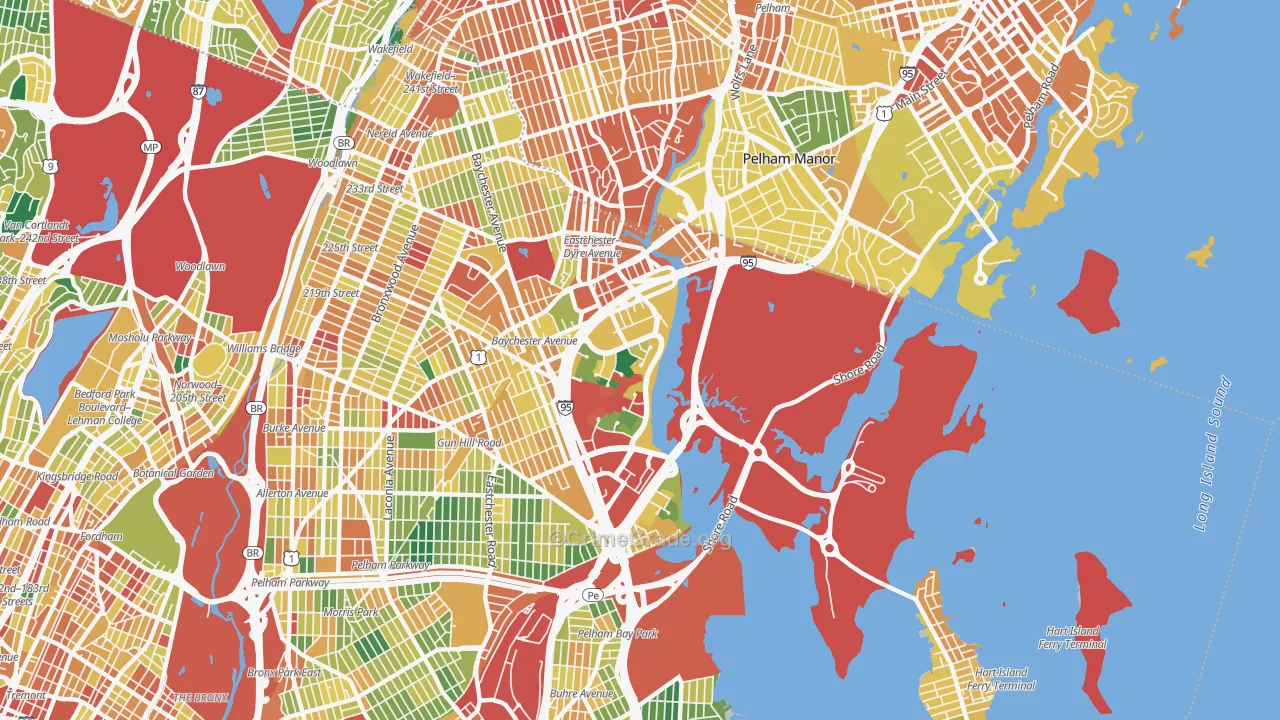 Eastchester, Bronx, NY Map of Assault Rates