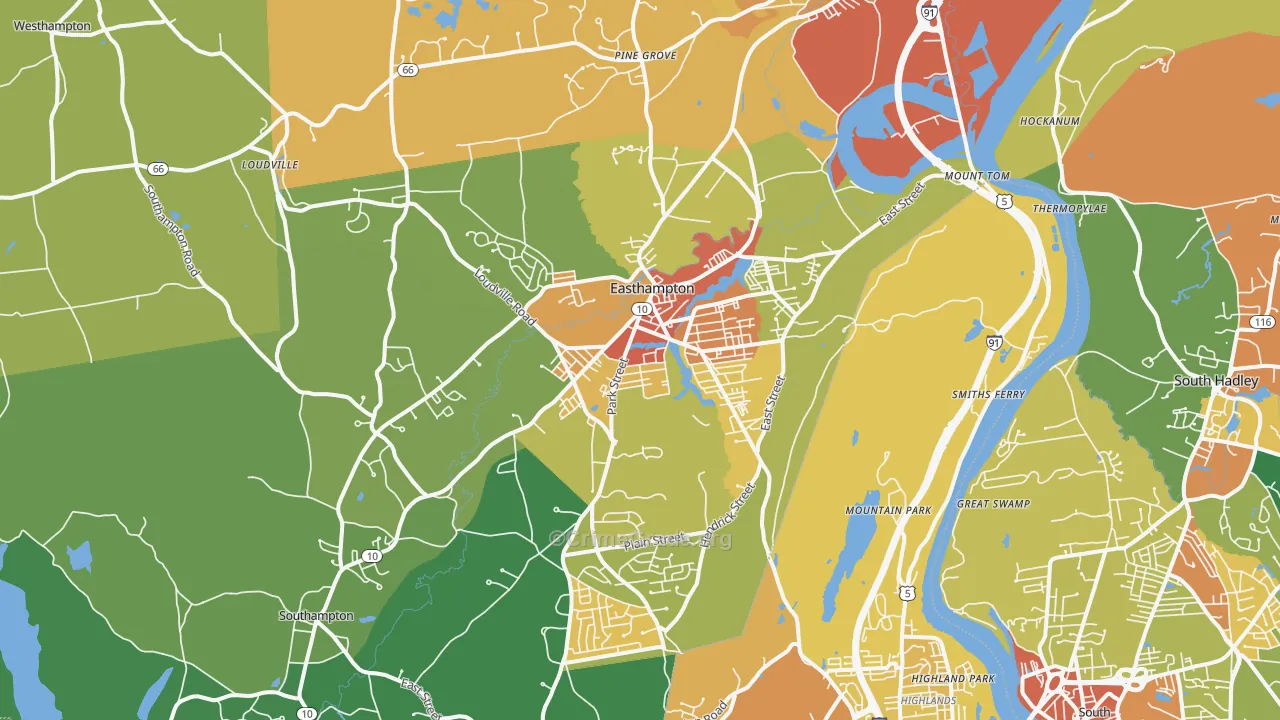 Easthampton, MA Map of Assault Rates