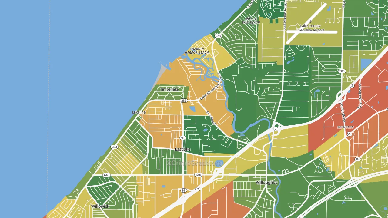 Eastlake, OH Map of Assault Rates