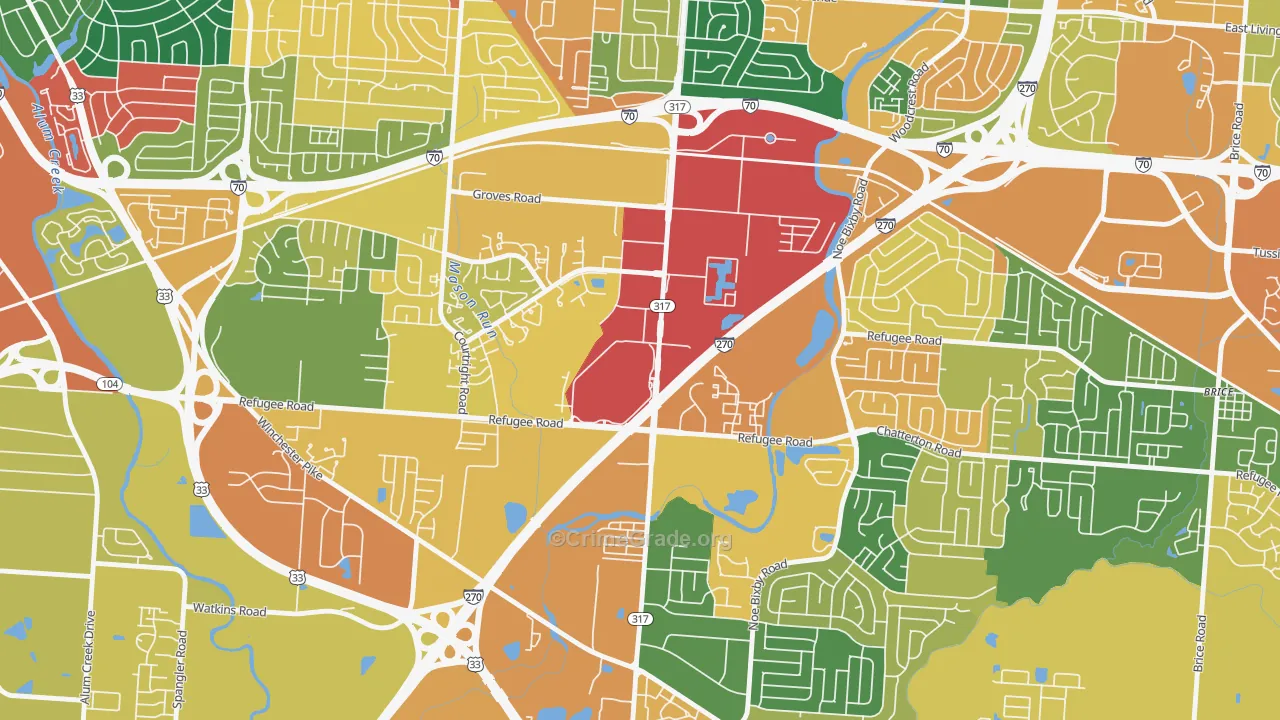 Eastland, Columbus, OH Map of Assault Rates
