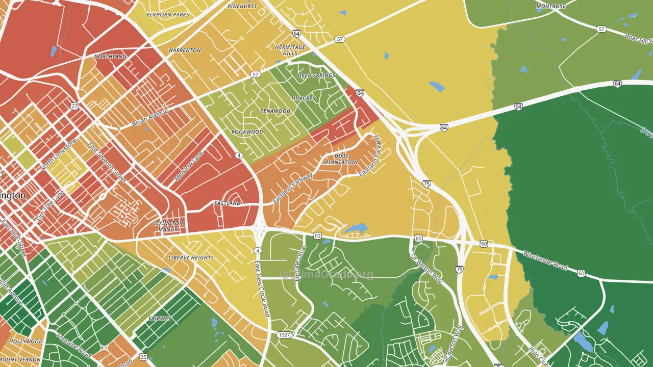 Eastland Park-Dixie Plantation, Lexington, KY Map of Assault Rates