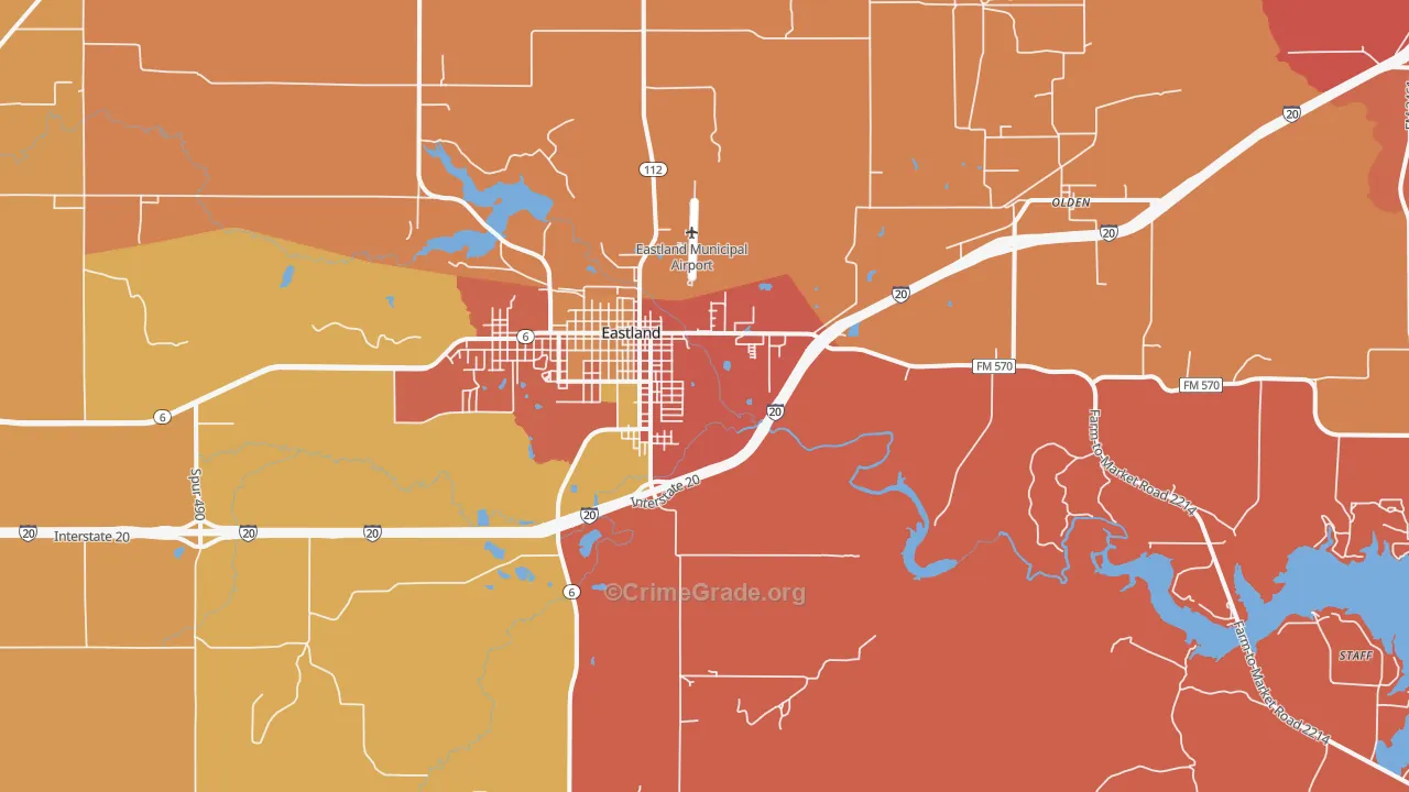 Eastland, TX Map of Assault Rates