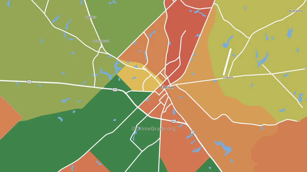 Eastman, GA Map of Assault Rates