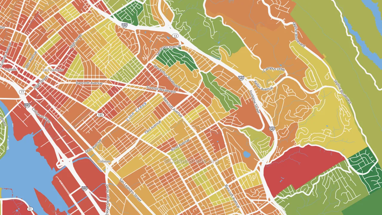 Eastmont, Oakland, CA Map of Assault Rates