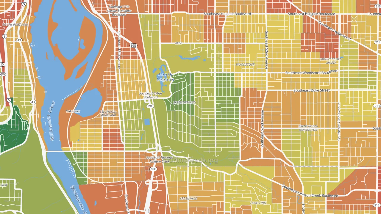 Eastmoreland, Portland, OR Map of Assault Rates