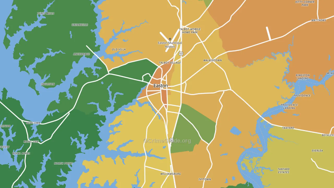 Easton, MD Map of Assault Rates