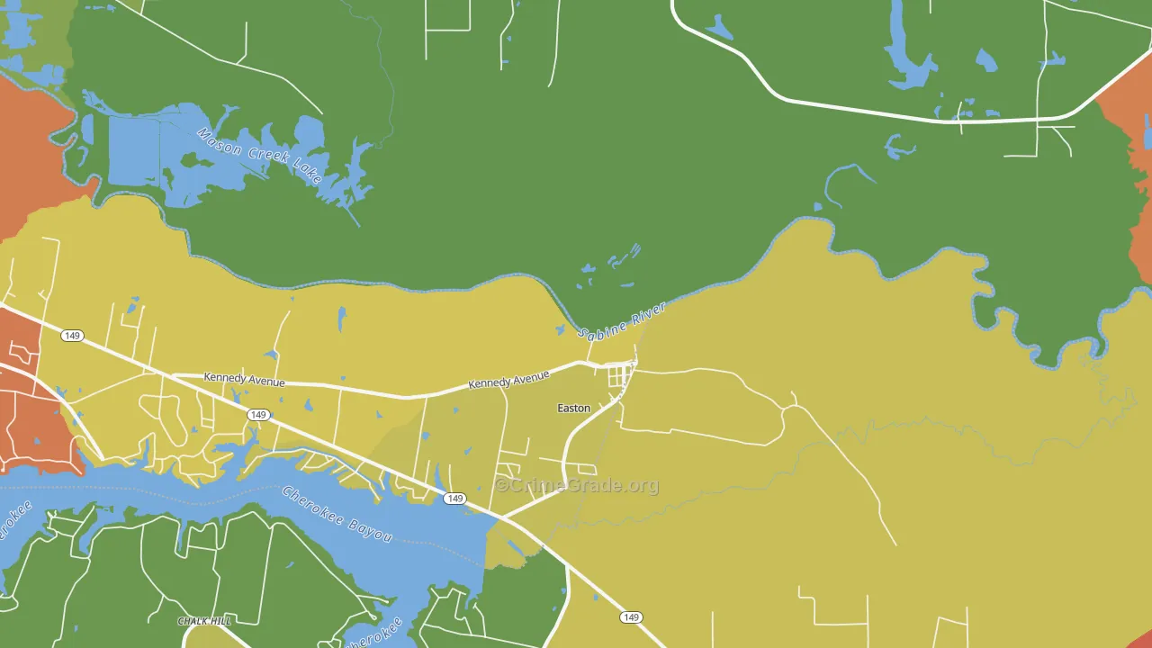 Easton, TX Map of Assault Rates