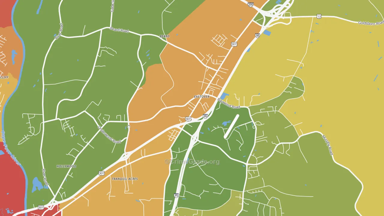 Eastover, NC Map of Assault Rates