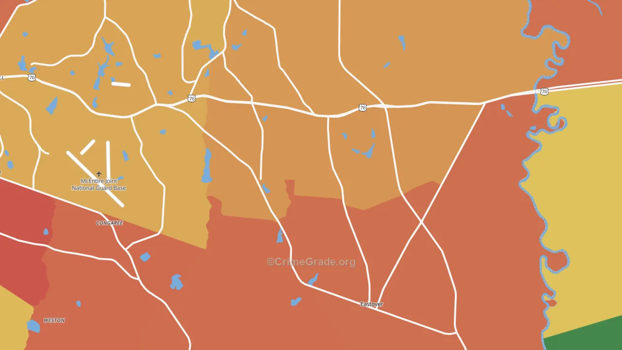 Eastover, SC Map of Assault Rates