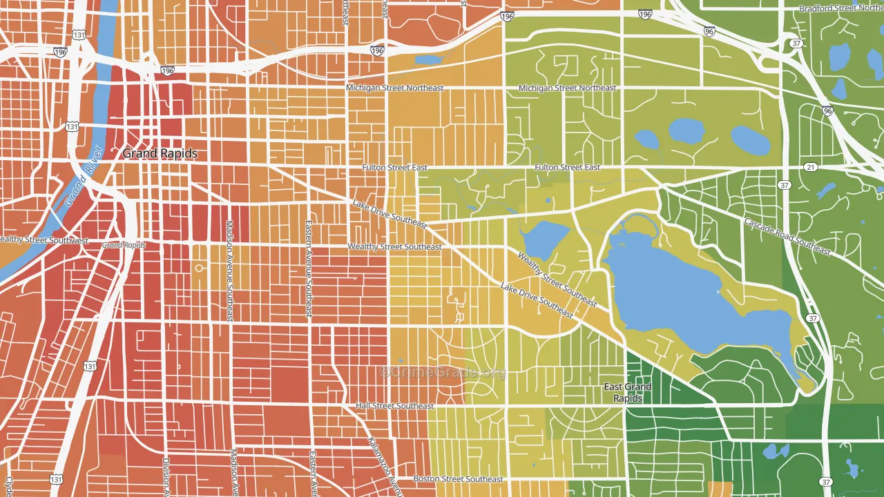 Eastown, Grand Rapids, MI Map of Assault Rates