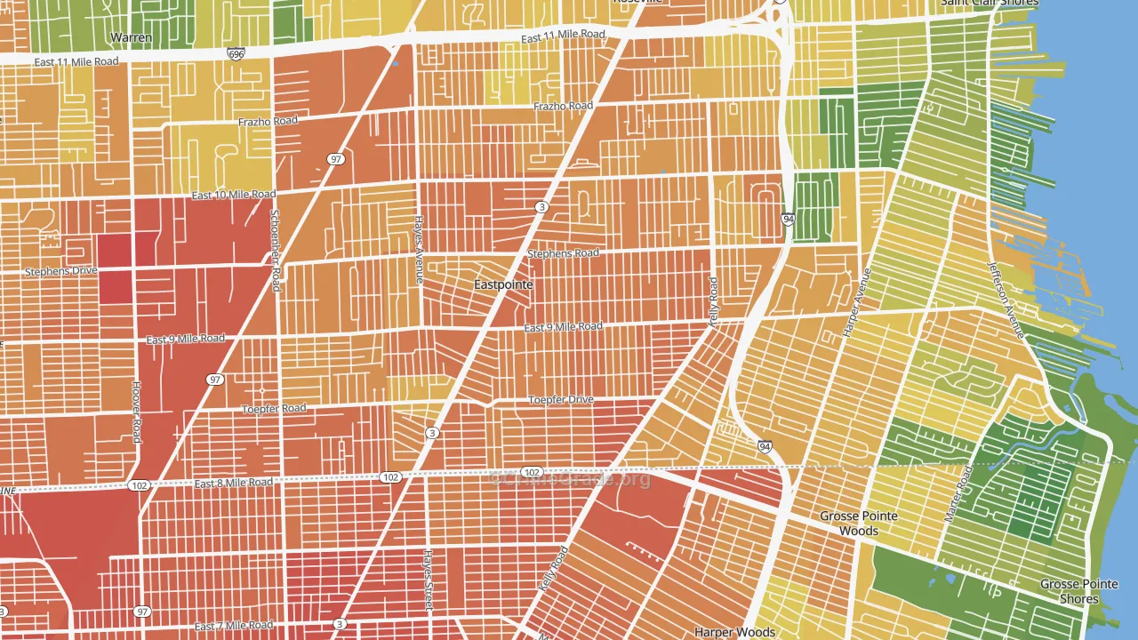 Eastpointe, MI Map of Assault Rates