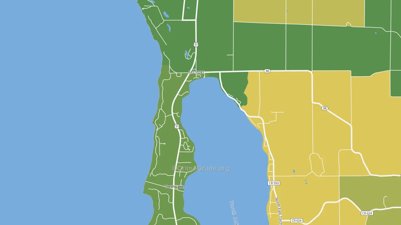 Eastport, MI Map of Assault Rates
