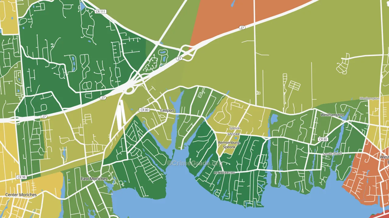 Eastport, NY Map of Assault Rates
