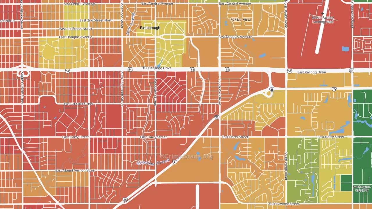 Eastridge, Wichita, KS Map of Assault Rates