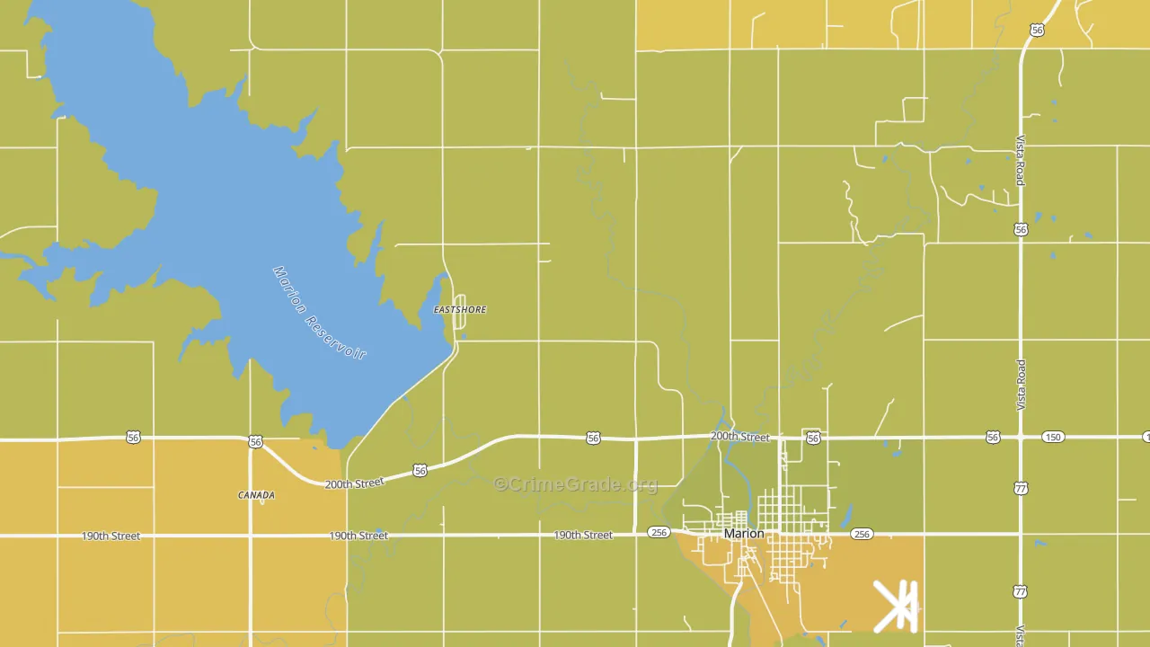 Eastshore, KS Map of Assault Rates