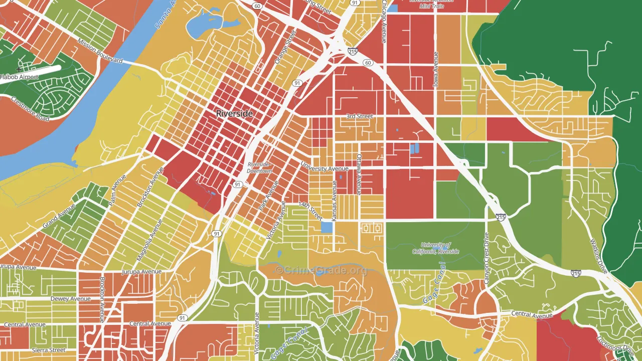 Eastside, Riverside, CA Map of Assault Rates
