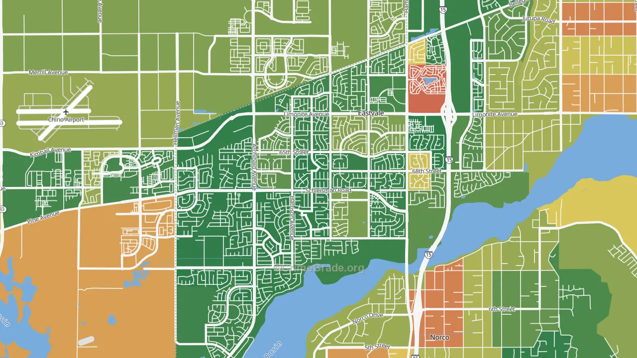Eastvale, CA Map of Assault Rates