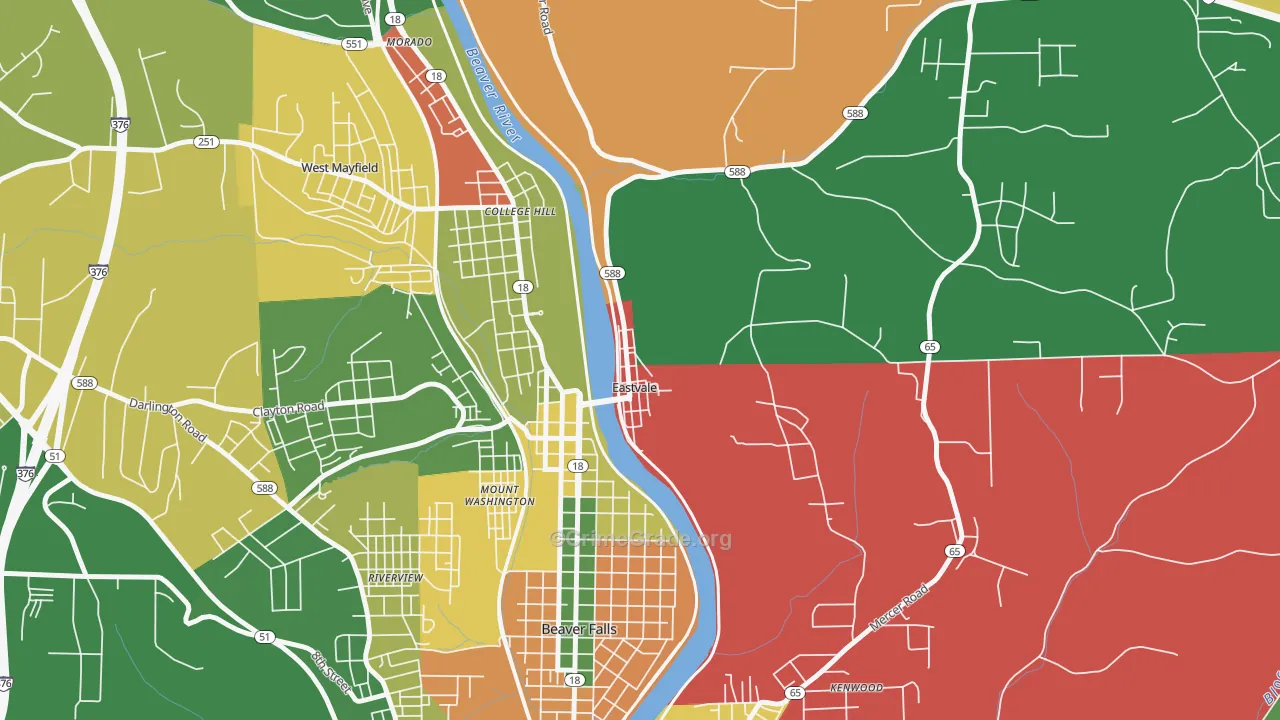 Eastvale, PA Map of Assault Rates