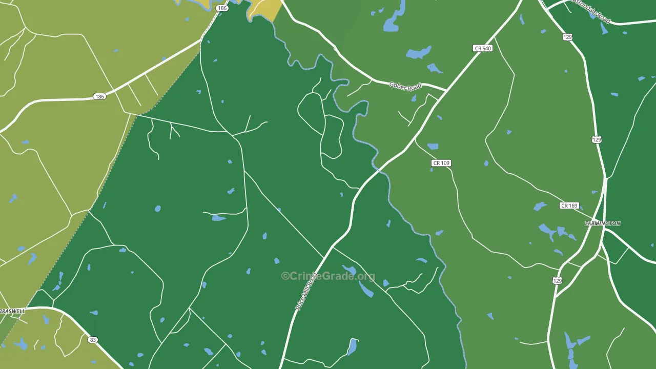Eastville, GA Map of Assault Rates