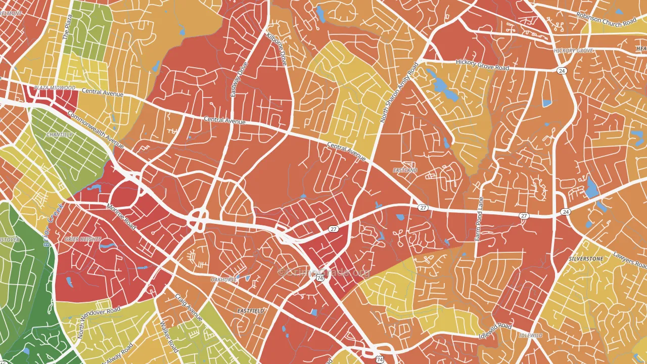 Eastway-Sheffield Park, Charlotte, NC Map of Assault Rates