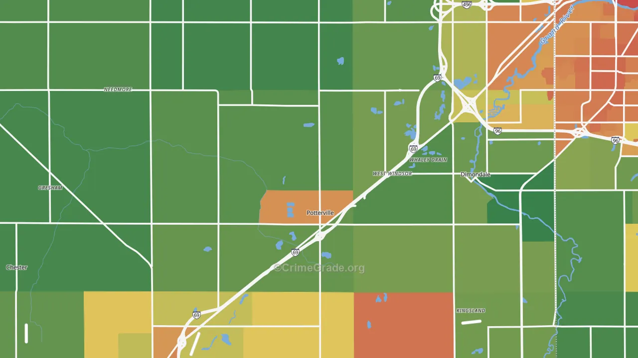 Eaton County, MI Map of Assault Rates