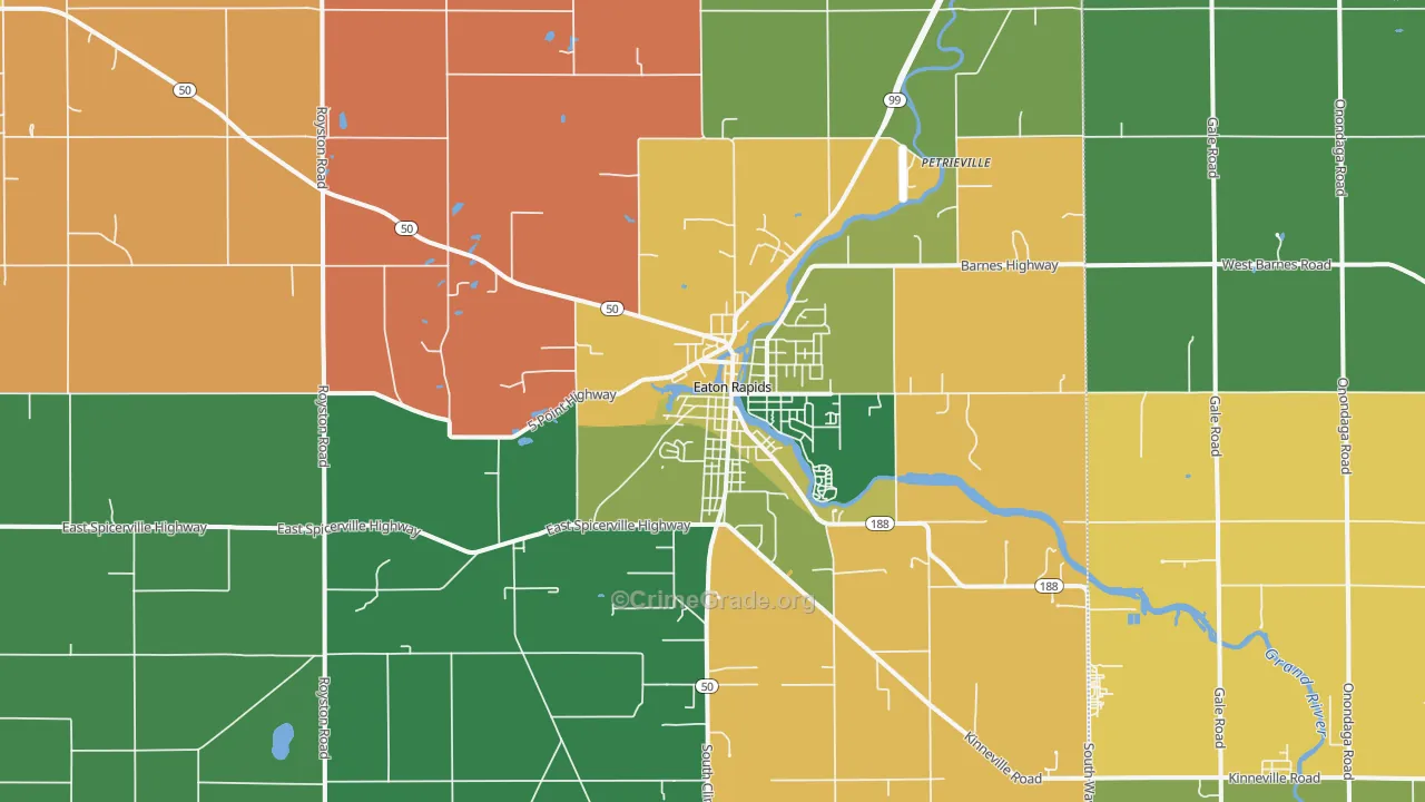 Eaton Rapids, MI Map of Assault Rates