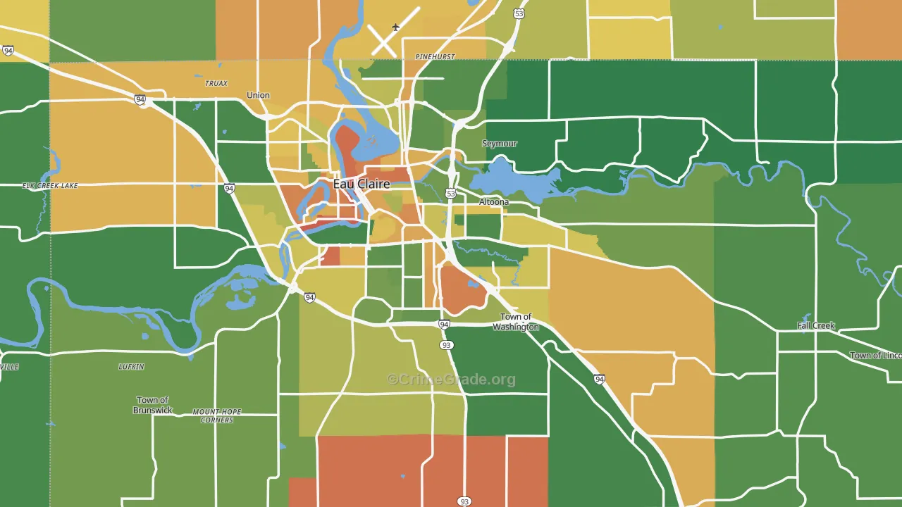 Eau Claire County, WI Map of Assault Rates