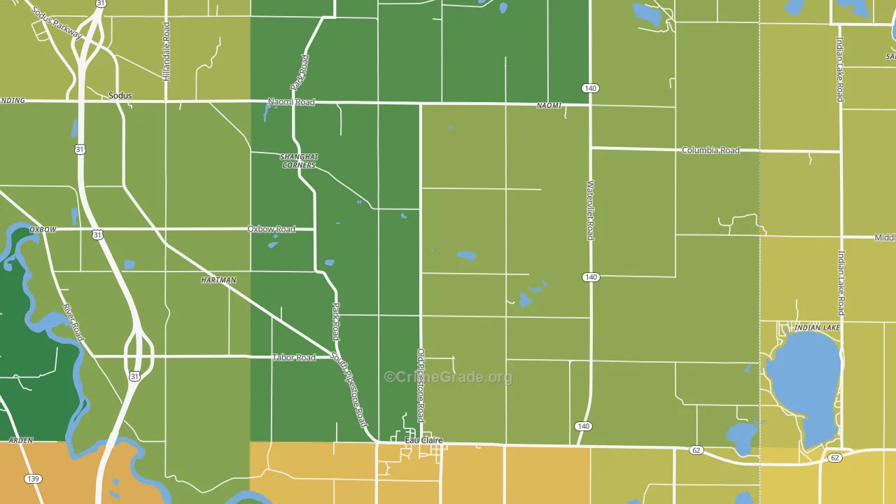 Eau Claire, MI Map of Assault Rates