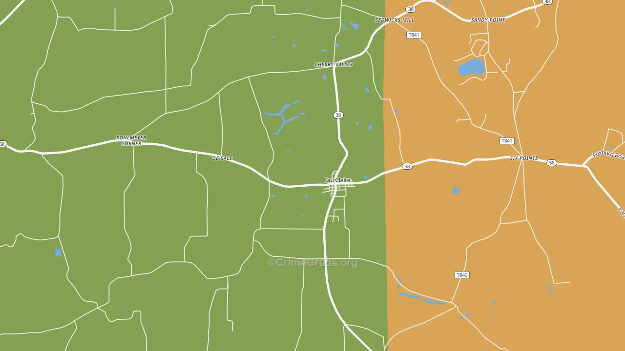 Eau Claire, PA Map of Assault Rates
