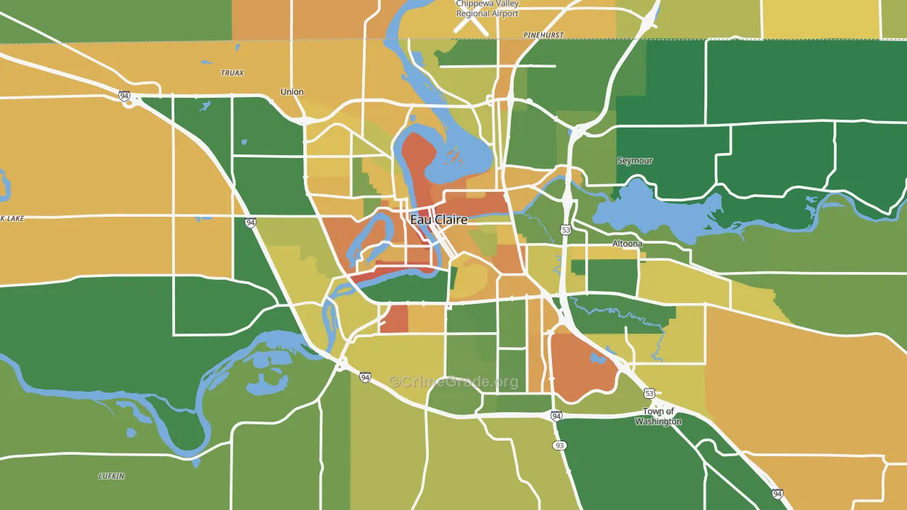 Eau Claire, WI Map of Assault Rates