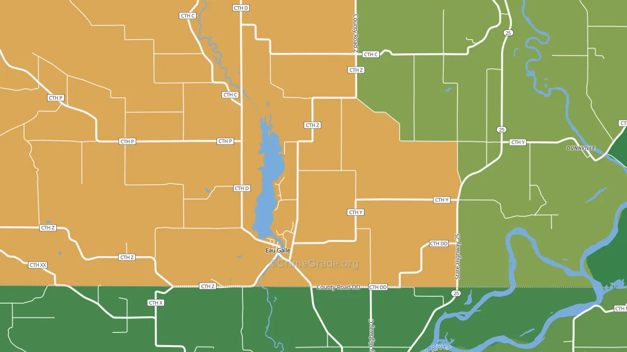 Eau Galle, WI Map of Assault Rates