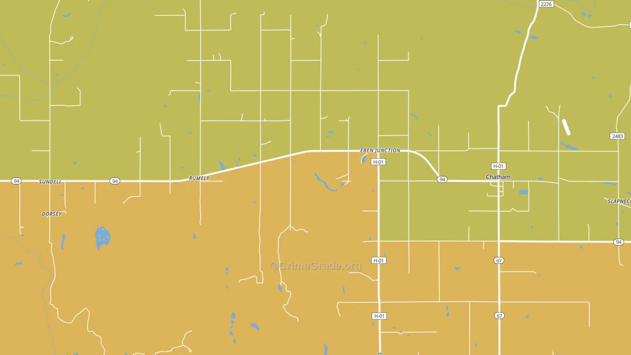 Eben Junction, MI Map of Assault Rates