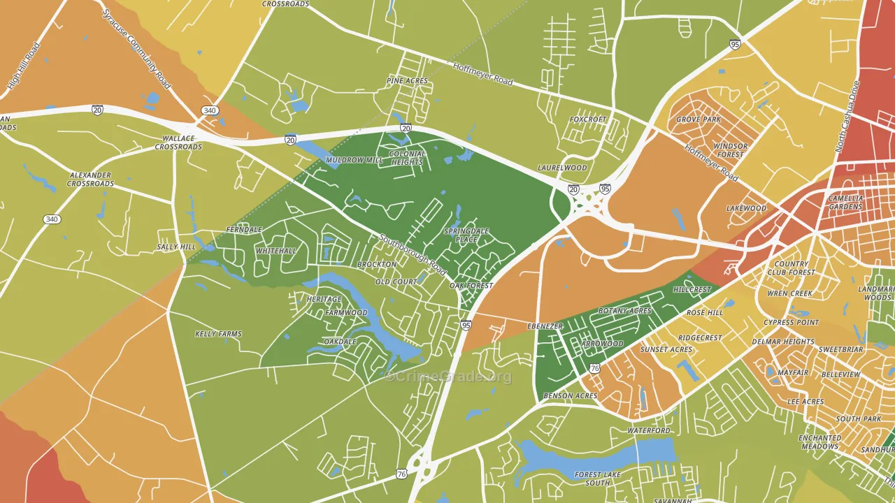 Ebenezer, SC Map of Assault Rates