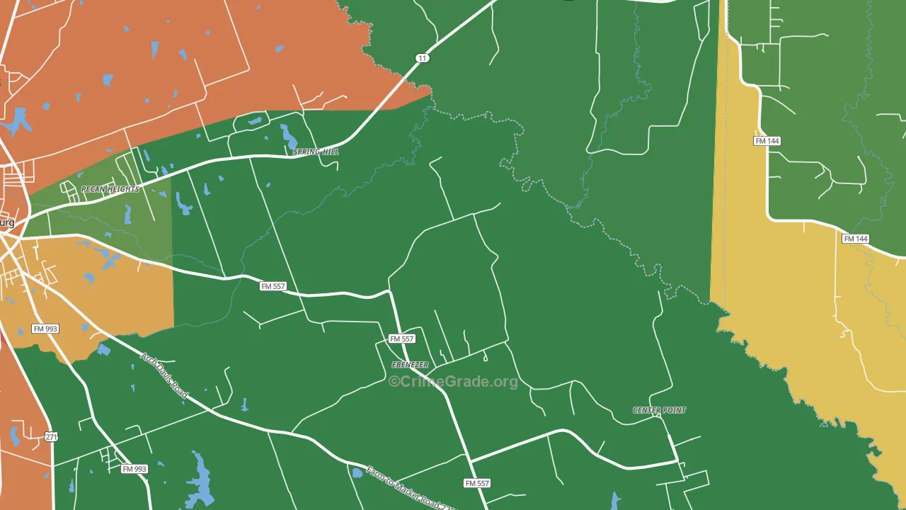 Ebenezer, TX Map of Assault Rates