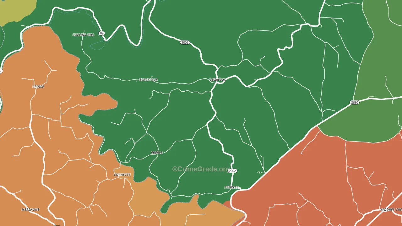 Eberle, KY Map of Assault Rates