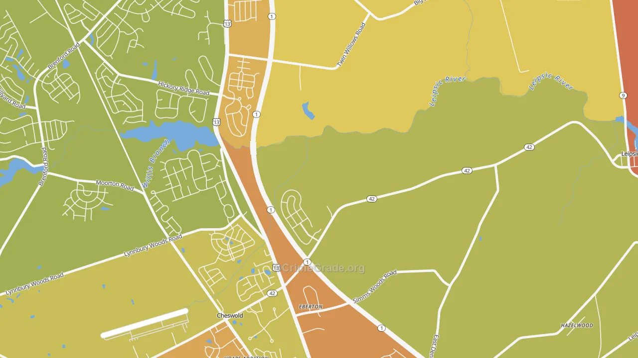 Eberton, DE Map of Assault Rates
