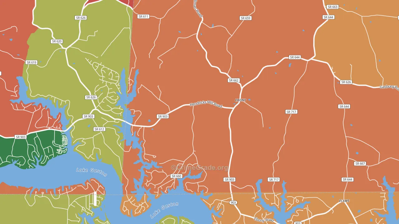 Ebony, VA Map of Assault Rates