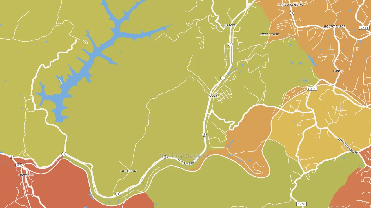Eccles, WV Map of Assault Rates