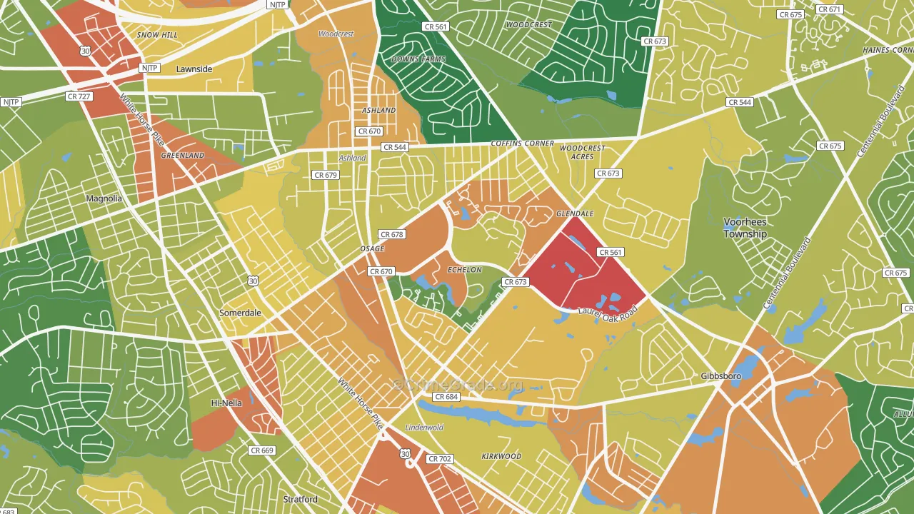Echelon, NJ Map of Assault Rates