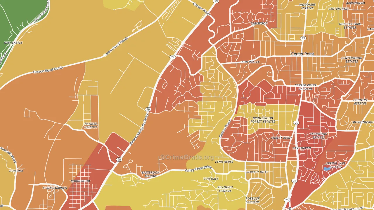 Echo Highlands, Birmingham, AL Map of Assault Rates