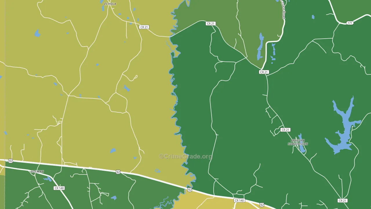 Echola, AL Map of Assault Rates