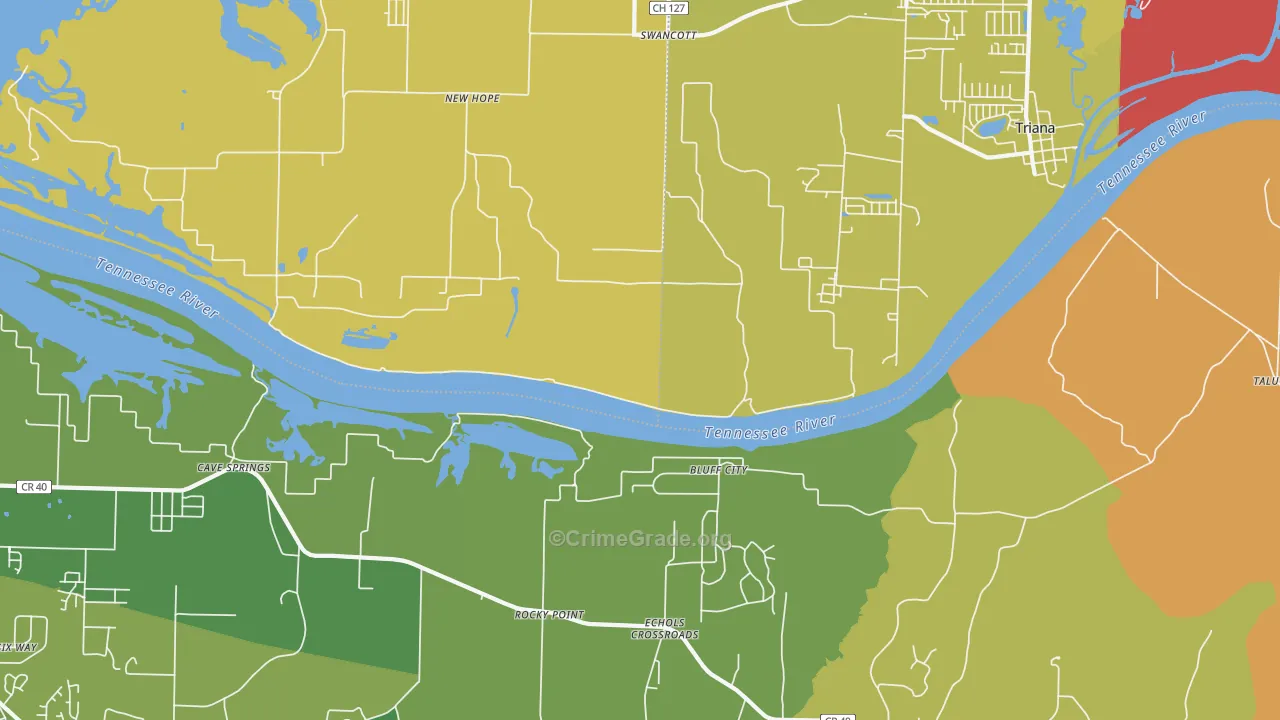 Echols Crossroads, AL Map of Assault Rates