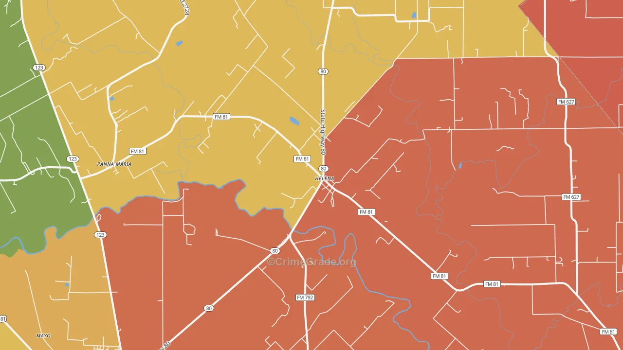 Ecleto, TX Map of Assault Rates