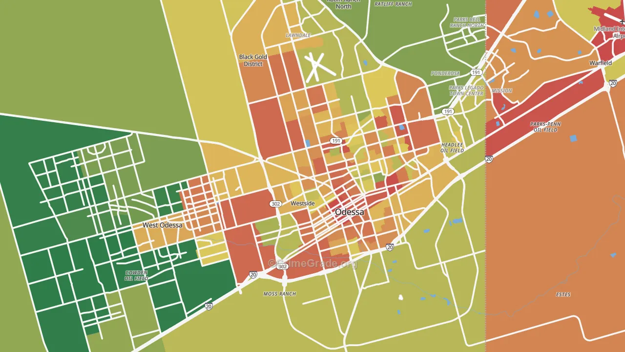 Ector County, TX Map of Assault Rates