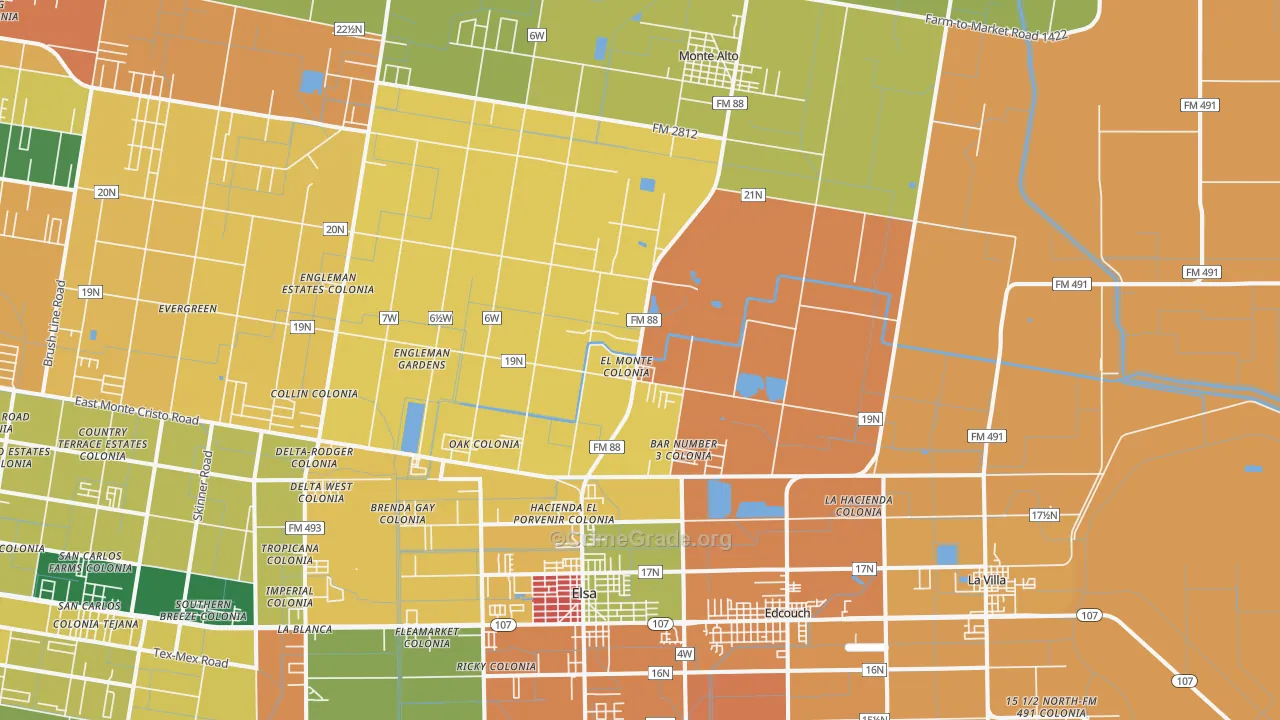 Edcouch, TX Map of Assault Rates