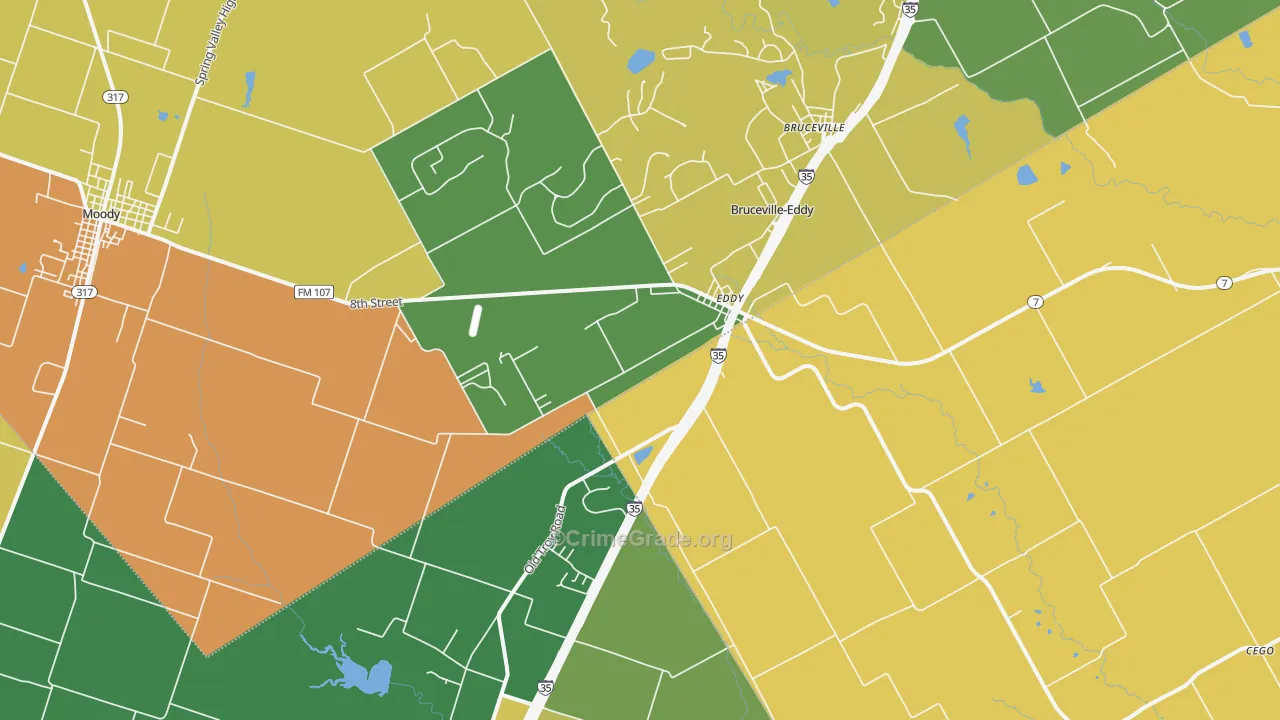 Eddy, TX Map of Assault Rates
